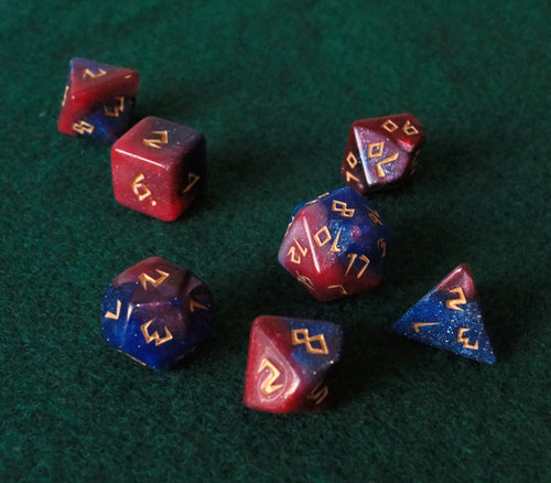 Set de dados RPG Clásico Azul y Rojo (7 unid.)