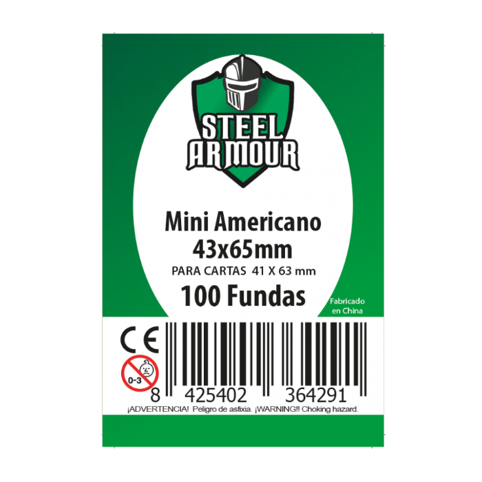 Steel Armour: 100 Fundas tamaño Mini Americano (43x65mm)