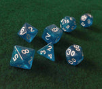 Set de dados RPG Clásico Celeste con glitter (7 unid.)