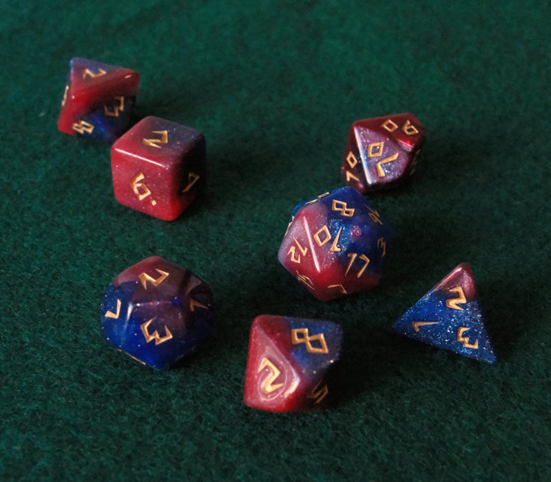 Set de dados RPG Clásico Azul y Rojo (7 unid.)