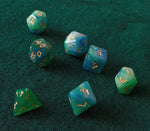 Set de dados RPG Clásico Azul y Verde (7 unid.)