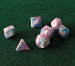 Set de dados RPG Clásico Celeste y rosa (7 unid.)