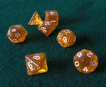 Set de dados RPG Clásico Ambar con glitter (7 unid.)