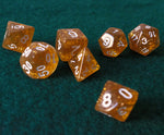 Set de dados RPG Clásico Ambar con glitter (7 unid.)