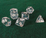 Set de dados RPG Clásico Transparentes con glitter (7 unid.)