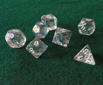 Set de dados RPG Clásico Transparentes con glitter (7 unid.)