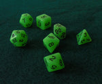 Set de dados RPG Clásico Verde Fosforito brilla en la obscuridad (7 unid.)